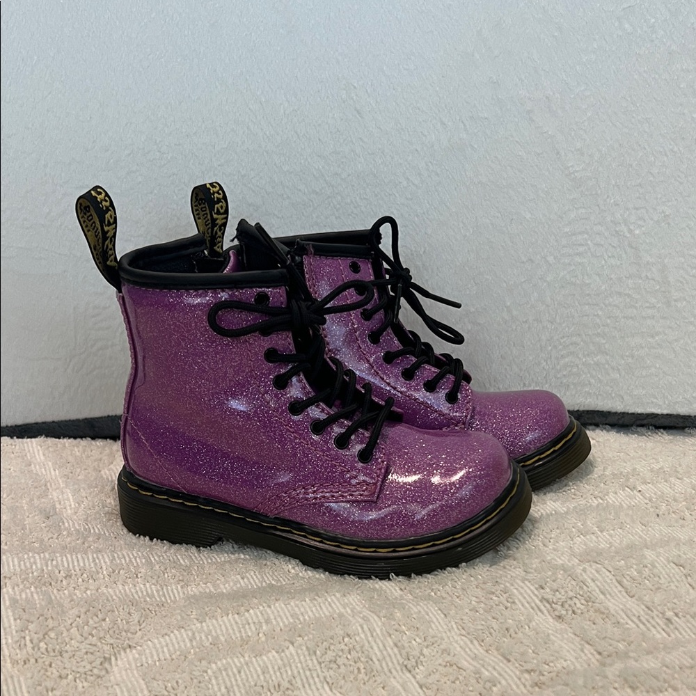 Dr. Martens Pink Glitter Lace-Up Boots